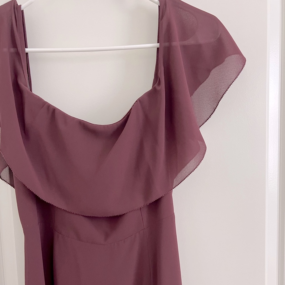 off the shoulder chiffon maxi dress